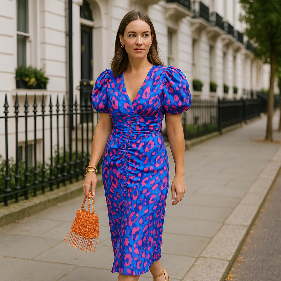 Oranit™ | Pleated Sleeve Colourful Dress