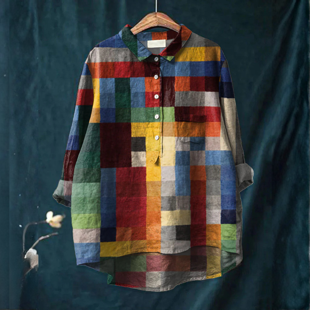 Iris | Color Block Print Shirt