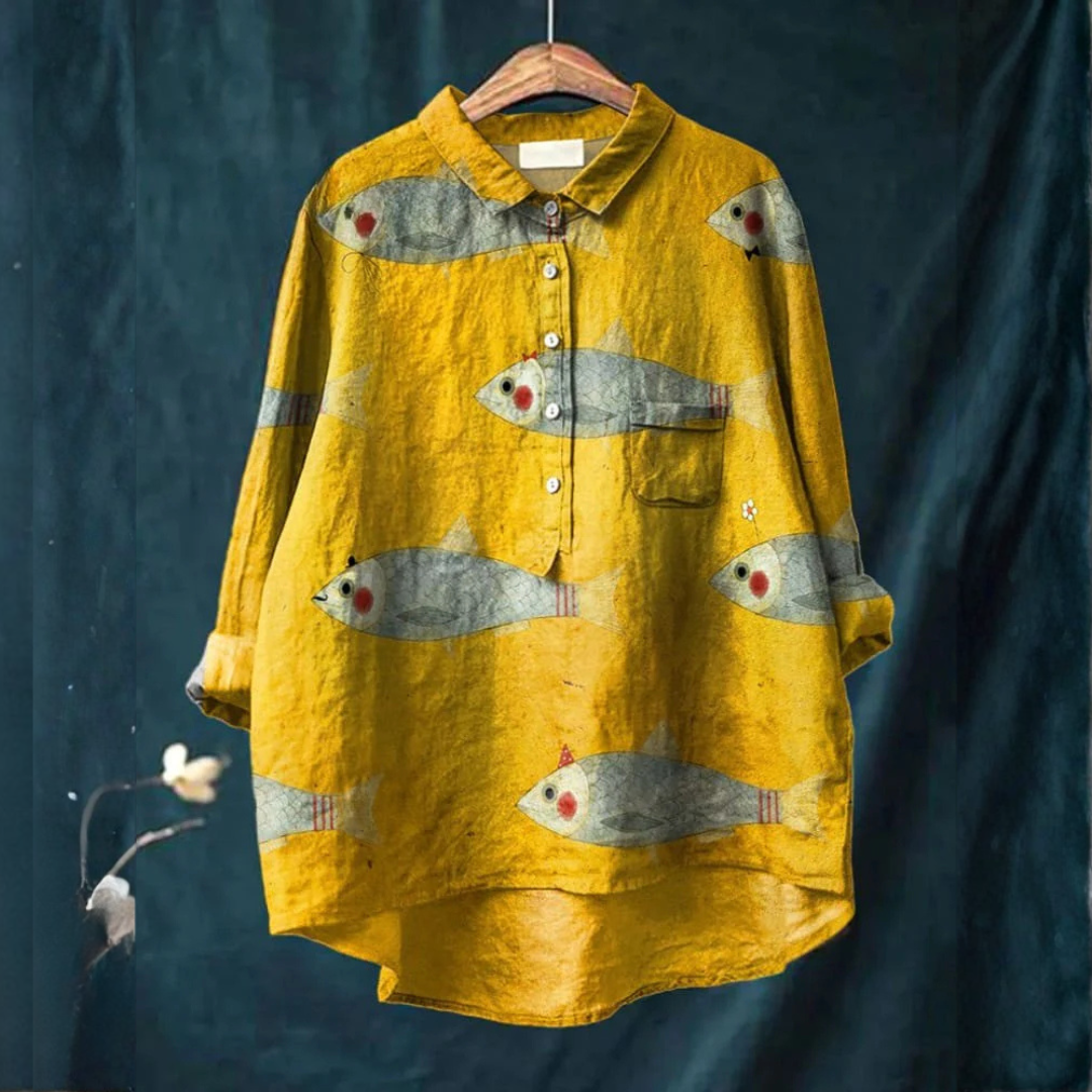 Marina | Playful Fish Print Shirt